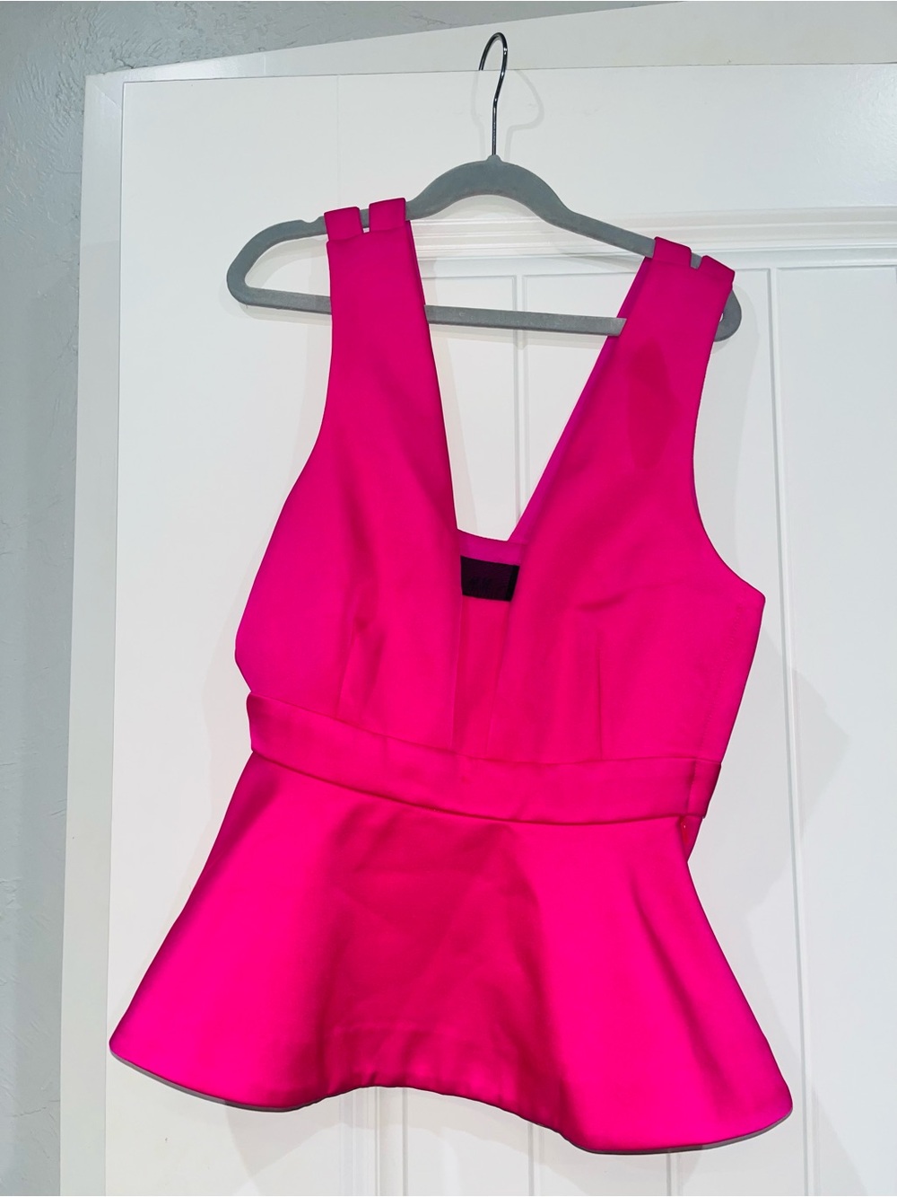 H&M Hot Pink Peplum V-Neck Tank Top